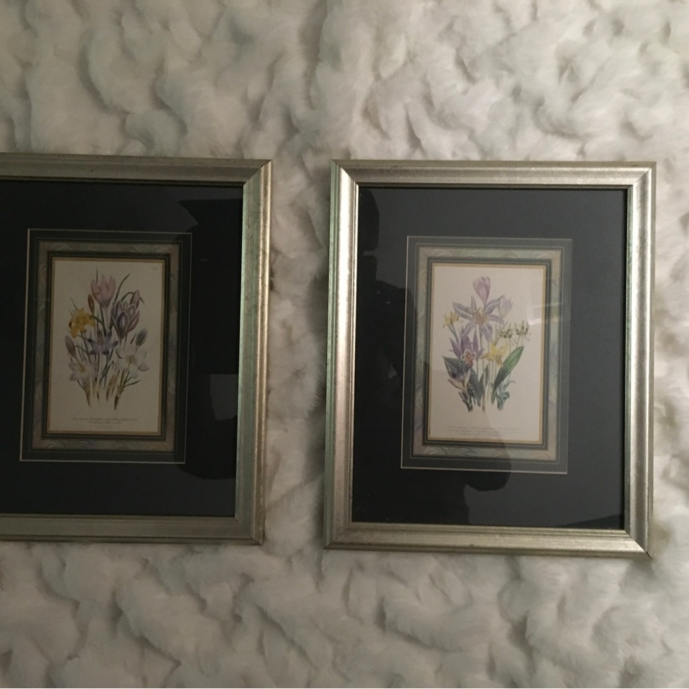 Matching silver floral picture frame wall decor